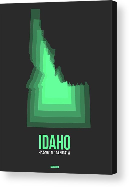 Idaho Acrylic Print featuring the digital art Map of Idaho Green by Naxart Studio