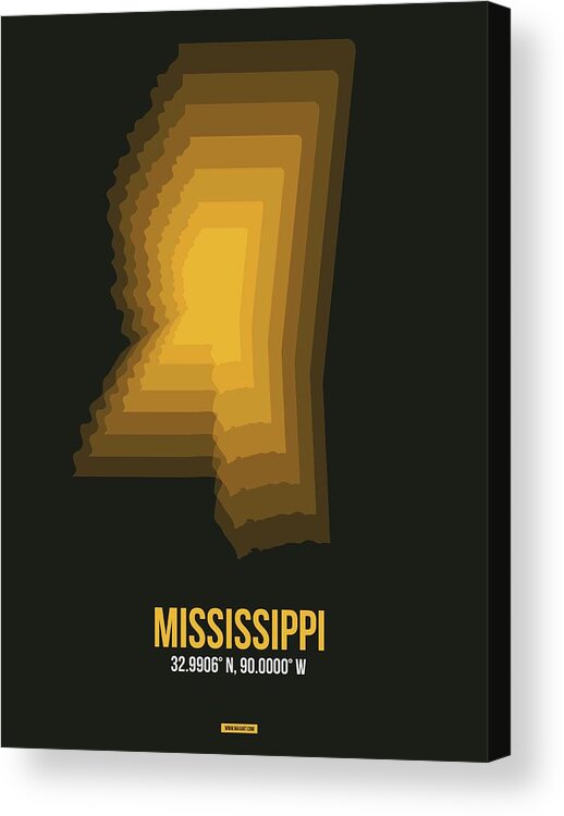 Mississippi Acrylic Print featuring the digital art Map of Mississippi 1 by Naxart Studio