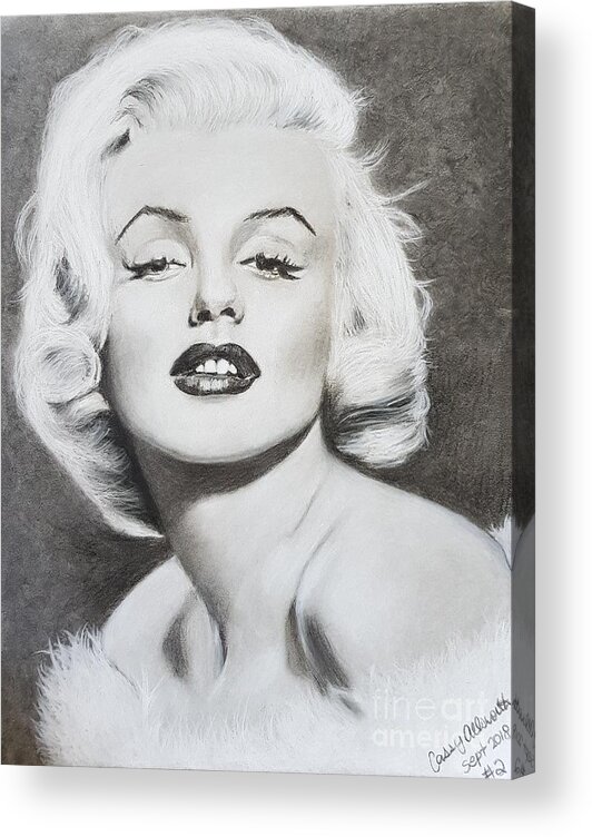 Marilyn Monroe Acrylic Print featuring the drawing Marilyn Monroe by Cassy Allsworth