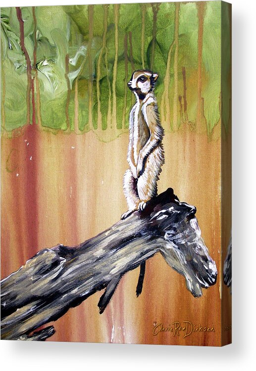 Meerkat Acrylic Print featuring the painting Meerkat by Cherie Roe Dirksen