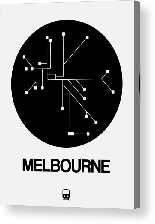 Melbourne Acrylic Print featuring the digital art Melbourne Black Subway Map by Naxart Studio