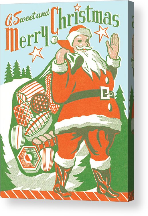 Campy Acrylic Print featuring the drawing Merry Christmas from Santa Claus by CSA Images