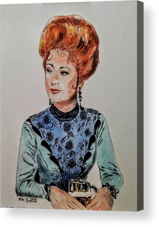 Amanda Blake Acrylic Print featuring the painting Miss Kitty by Mike Benton
