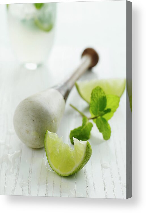 Mortar And Pestle Acrylic Print featuring the photograph Mojito Ingredients by Alexandra Grablewski