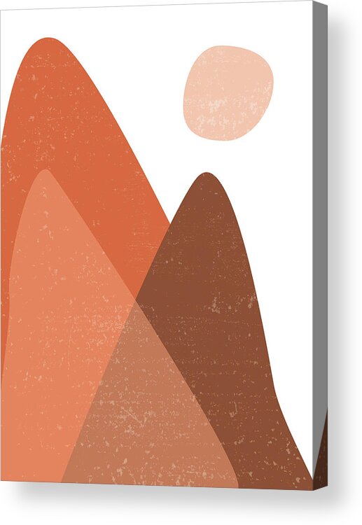 Mid Century Modern Acrylic Print featuring the photograph Mountain Ranges - Minimal Abstract - Terracotta Art - Contemporary, Modern Print - Brown by Studio Grafiikka