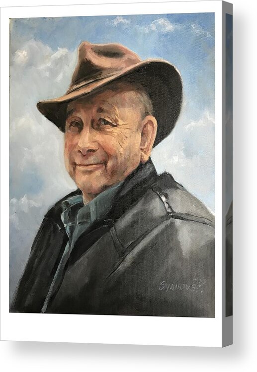 Portrait Acrylic Print featuring the painting Mr. Timm by Synnove Pettersen