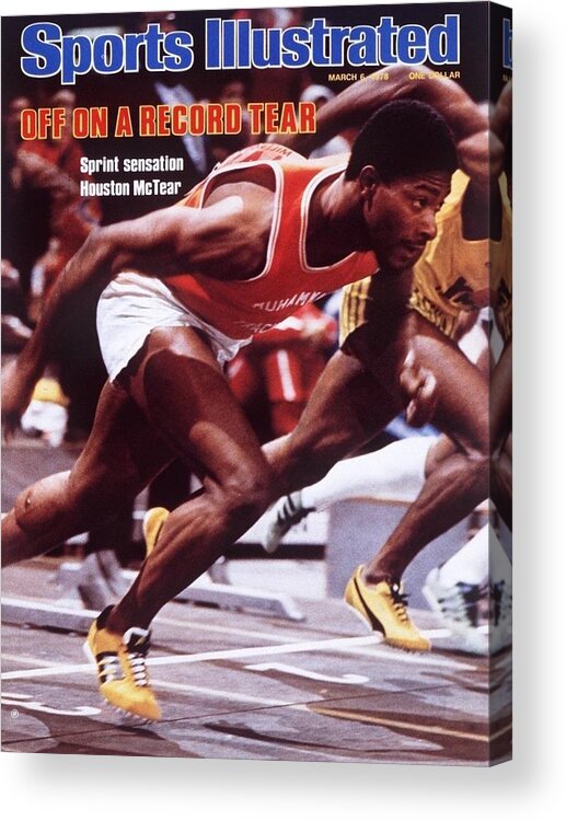Magazine Cover Acrylic Print featuring the photograph Muhammad Ali Track Club Houston Mctear, 1978 Millrose Games Sports Illustrated Cover by Sports Illustrated