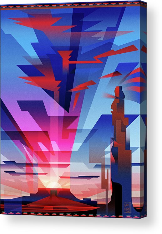 Navajo Sunset Acrylic Print featuring the digital art Navajo Sunset Arizona by Garth Glazier
