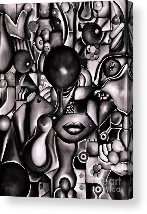 No Limits Black And White Abstract Acrylic Print featuring the digital art No Limits-Black and White Abstract by Laurie's Intuitive