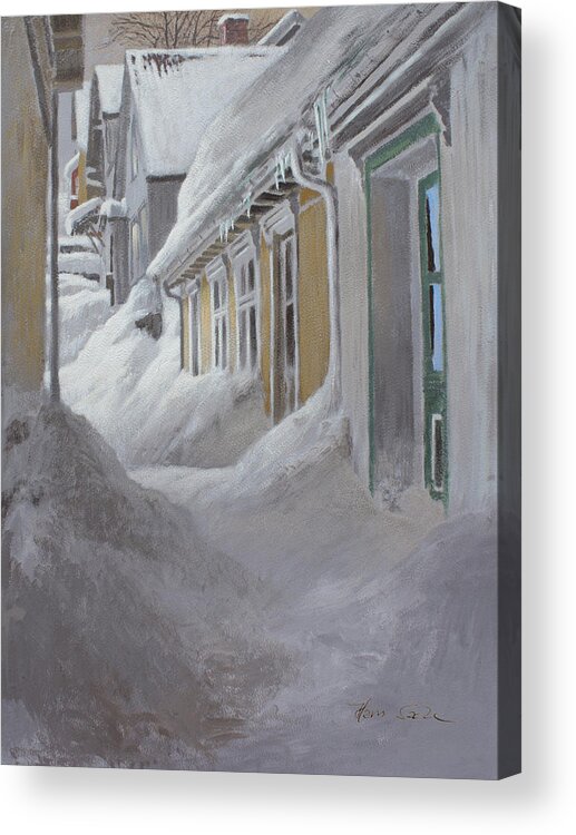 Hans Saele Acrylic Print featuring the painting Nordic Town Houses by Hans Egil Saele