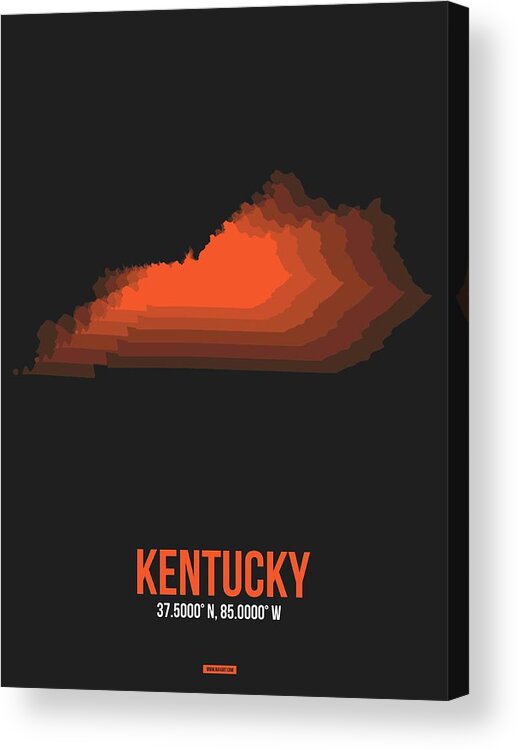 Kentucky Acrylic Print featuring the digital art Orange Map of Kentucky by Naxart Studio