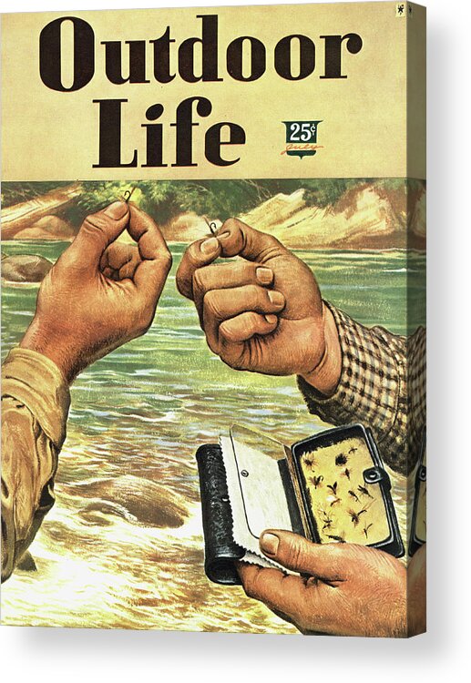 Hands Acrylic Print featuring the painting Outdoor Life Magazine Cover July 1947 by Outdoor Life