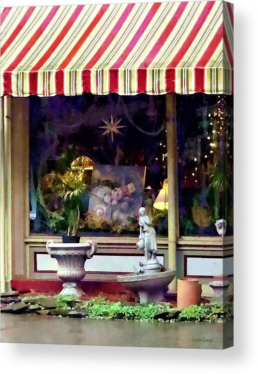 Owego Acrylic Print featuring the photograph Owego NY - Gift Shop with Striped Awning by Susan Savad