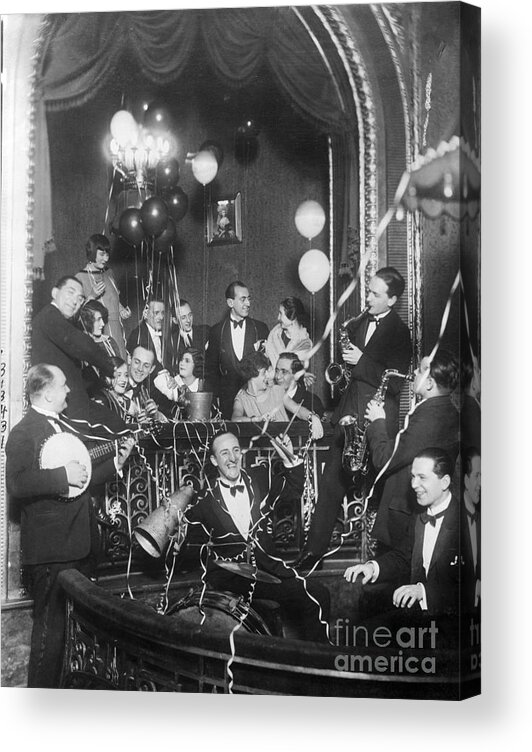Streamer Acrylic Print featuring the photograph People Party In Viennese Cabaret by Bettmann