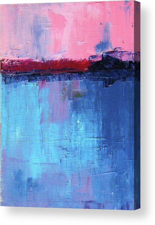 Sunrise Acrylic Print featuring the painting Pink Sunrise Abstract by Nancy Merkle