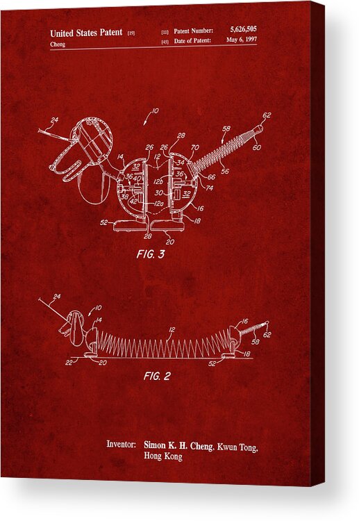 Pp1041-burgundy Slide Rule Patent Poster Acrylic Print featuring the digital art Pp1041-burgundy Slide Rule Patent Poster by Cole Borders