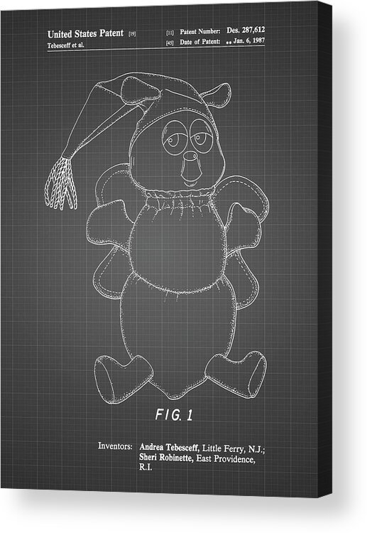 Pp1070-black Grid Stuffed Animal Poster Acrylic Print featuring the digital art Pp1070-black Grid Stuffed Animal Poster by Cole Borders