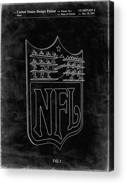 Pp217-black Grunge Nfl Display Patent Poster Acrylic Print featuring the digital art Pp217-black Grunge Nfl Display Patent Poster by Cole Borders