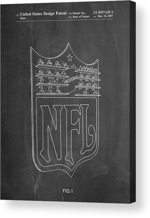Pp217-chalkboard Nfl Display Patent Poster Acrylic Print featuring the digital art Pp217-chalkboard Nfl Display Patent Poster by Cole Borders