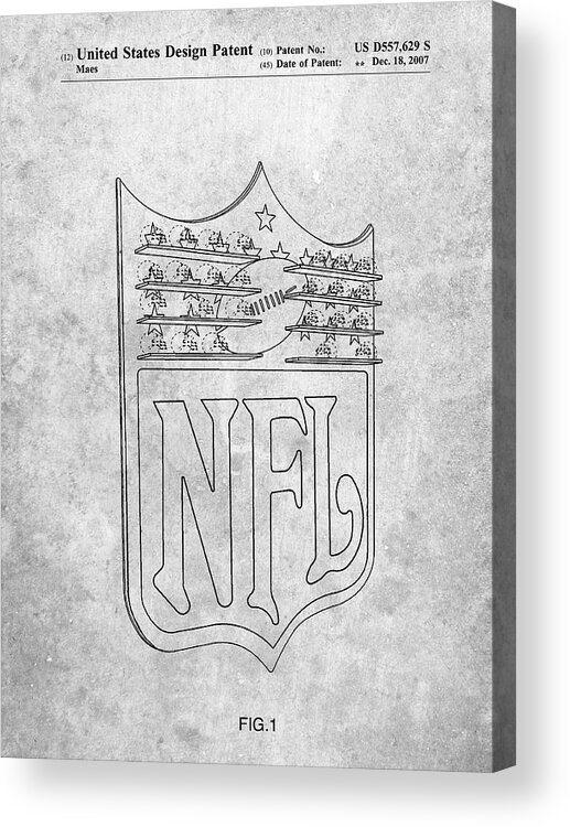 Pp217-slate Nfl Display Patent Poster Acrylic Print featuring the digital art Pp217-slate Nfl Display Patent Poster by Cole Borders