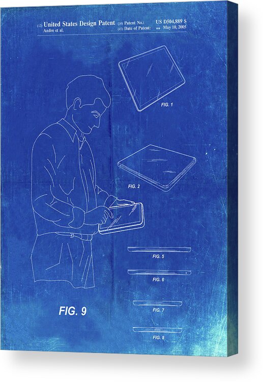 Pp614-faded Blueprint Ipad Design 2005 Patent Poster Acrylic Print featuring the digital art Pp614-faded Blueprint Ipad Design 2005 Patent Poster by Cole Borders