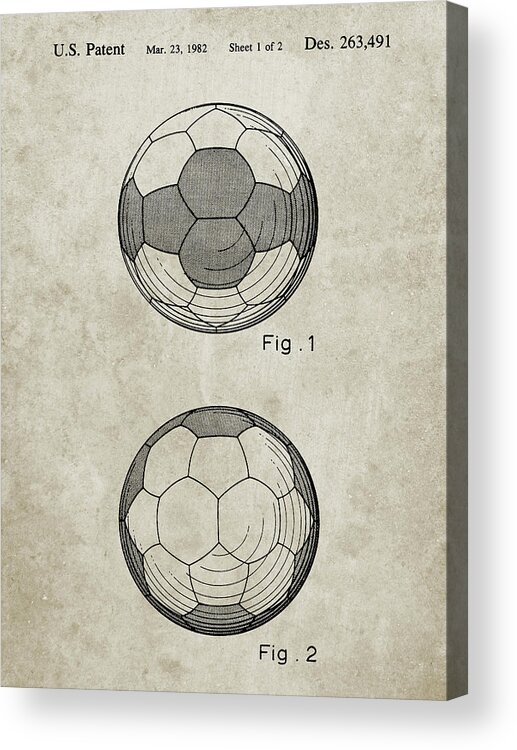 Pp62-sandstone Leather Soccer Ball Patent Poster Acrylic Print featuring the photograph Pp62-sandstone Leather Soccer Ball Patent Poster by Cole Borders