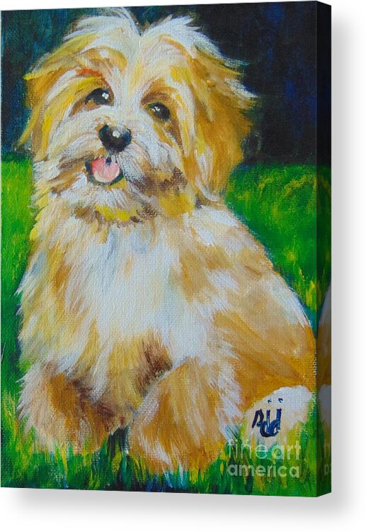 Terrier Acrylic Print featuring the painting Puppy by Saundra Johnson
