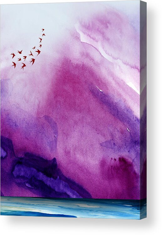 Landscape Acrylic Print featuring the painting Purple Mountains by Naxart Studio