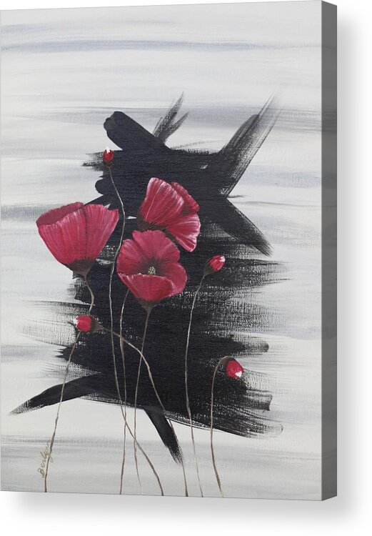 Poppy's Acrylic Print featuring the painting Red Pop by Berlynn