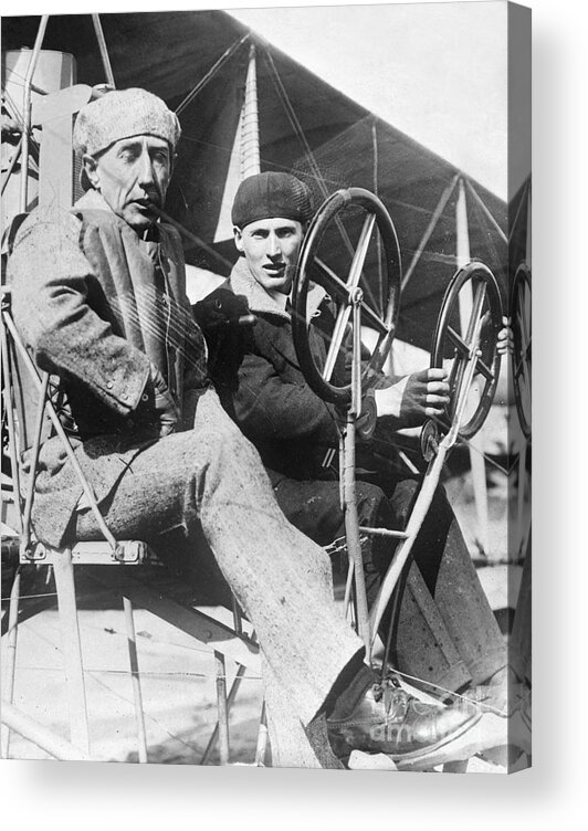 Young Men Acrylic Print featuring the photograph Roald Amundsen And His Assistant Flying by Bettmann