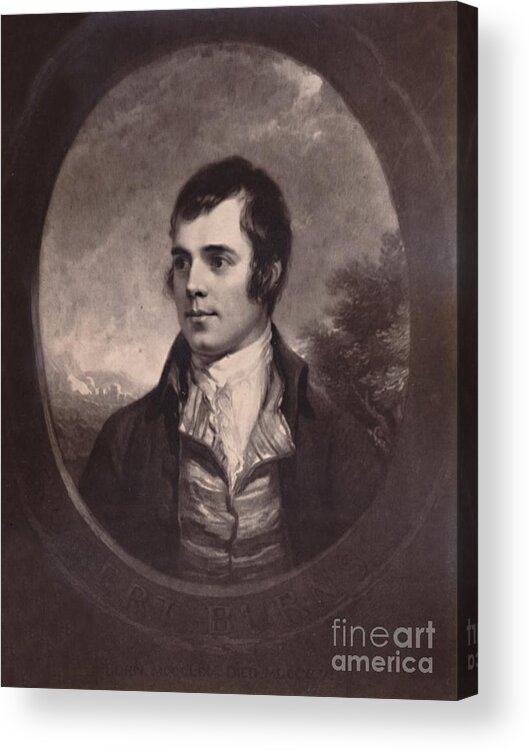 Robert Burns Acrylic Print featuring the drawing Robert Burns Scottish Poet 19th Century by Print Collector