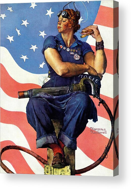 Factories Acrylic Print featuring the painting Rosie The Riveter by Norman Rockwell