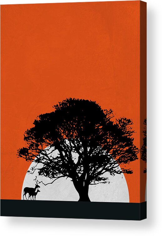 Safari Acrylic Print featuring the mixed media Safari Sunset by Naxart Studio