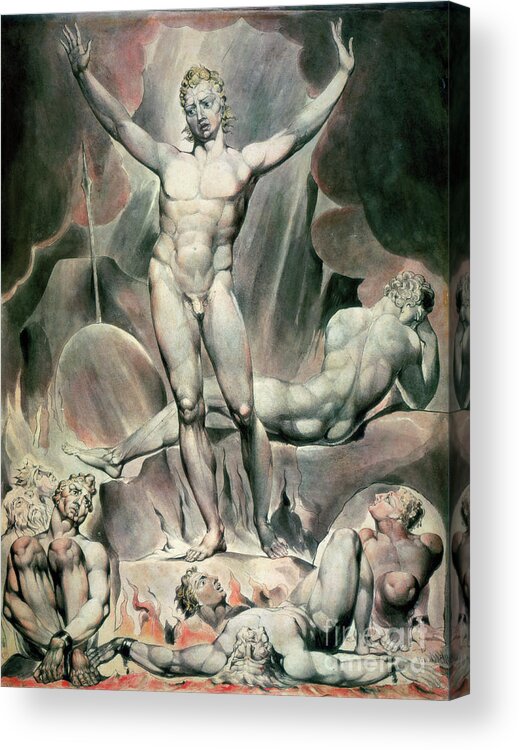 People Acrylic Print featuring the drawing Satan Arousing The Rebel Angels, 1808 by Print Collector