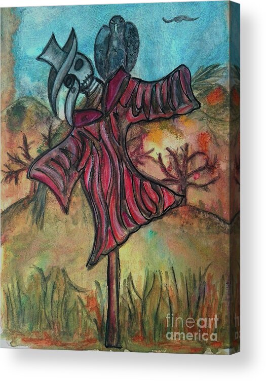 Scarecrow Acrylic Print featuring the drawing Scarecrow by Mimulux Patricia No