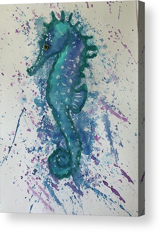  Acrylic Print featuring the painting Seahorse by Diane Ziemski