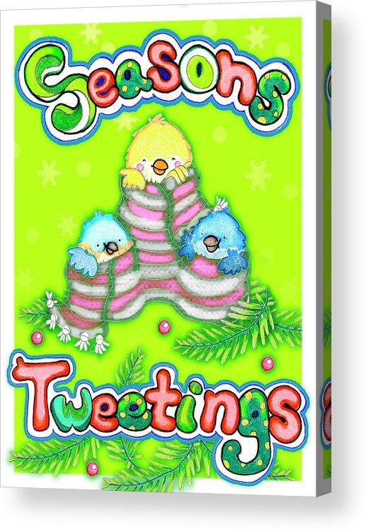 Christmas Acrylic Print featuring the mixed media Seasons Tweetings by Valarie Wade