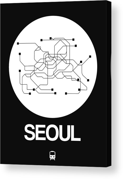 Vacation Acrylic Print featuring the digital art Seoul White Subway Map by Naxart Studio