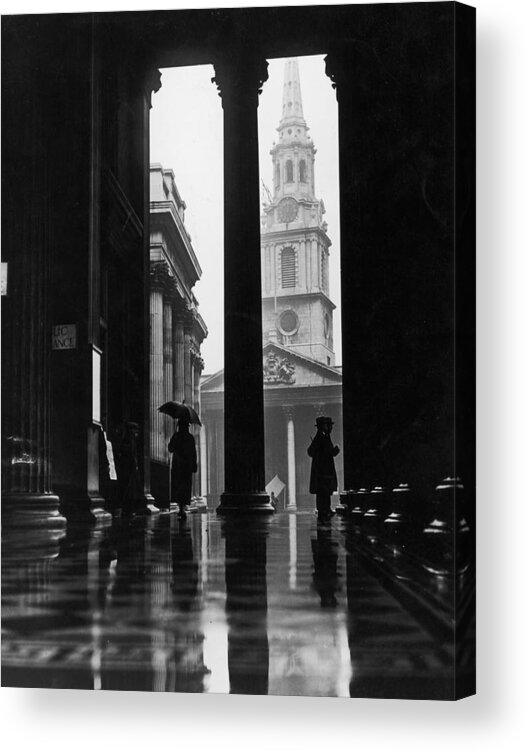 People Acrylic Print featuring the photograph Sheltering From Rain by Fox Photos