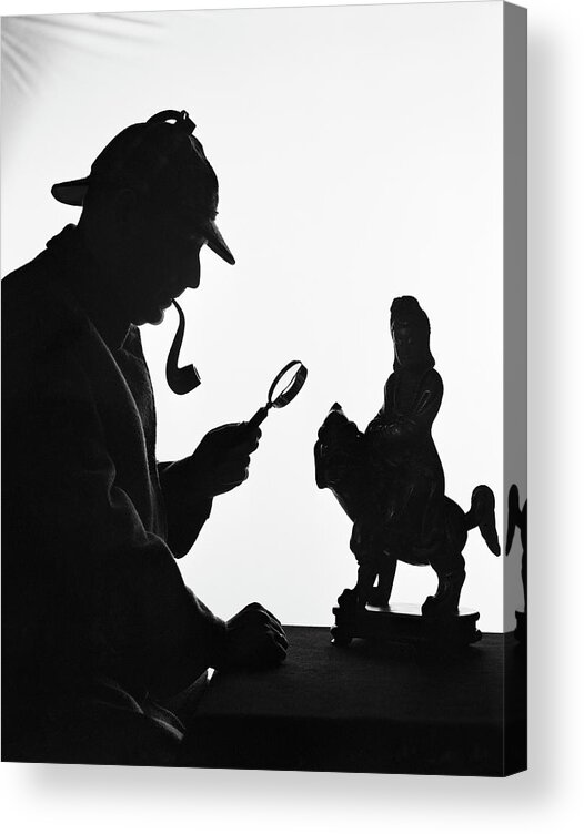 Pipe Acrylic Print featuring the photograph Silhouette Of Man Wearing Deerstalker by H. Armstrong Roberts