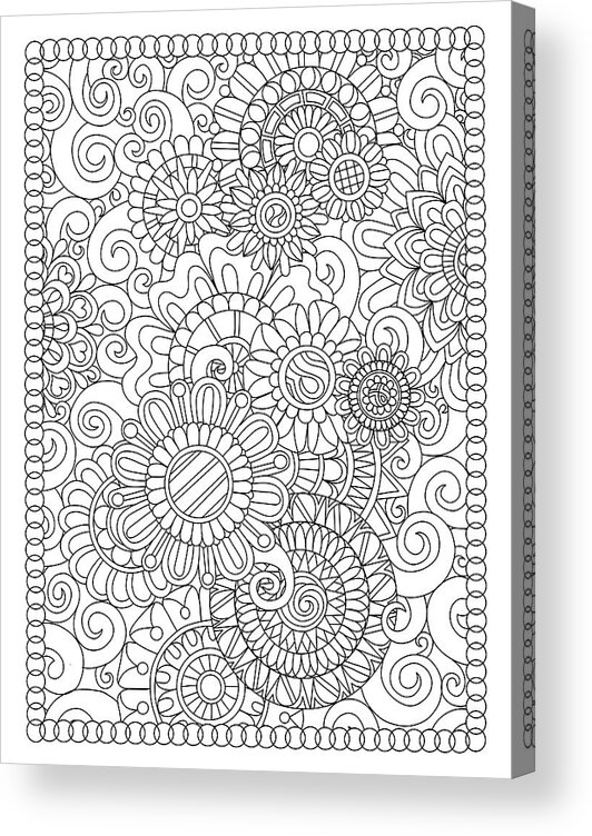 Simply Happy No Hidden Objects Acrylic Print featuring the drawing Simply Happy No Hidden Objects by Kathy G. Ahrens