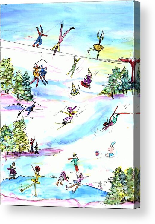 Orthopedic Injury Acrylic Print featuring the painting Ski Slopes 1 by Patty Donoghue