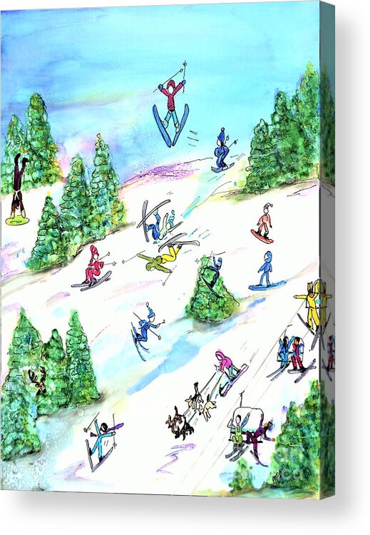 Ski Acrylic Print featuring the painting Ski Slopes 3 by Patty Donoghue