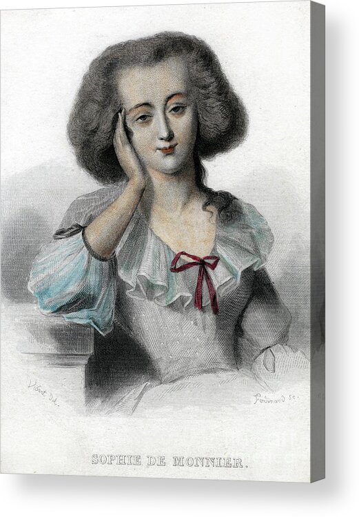 Engraving Acrylic Print featuring the drawing Sophie De Monnier, 19th Century.artist by Print Collector