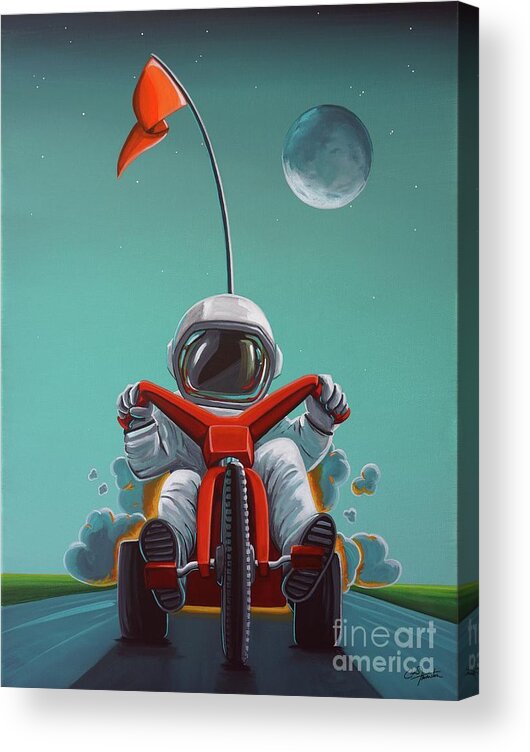 Astronaut Acrylic Print featuring the painting Space Racer by Cindy Thornton