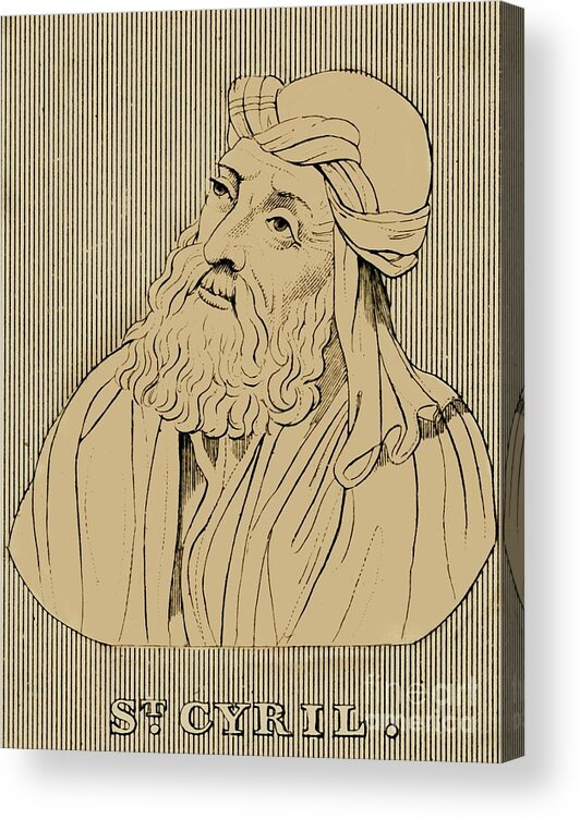 Engraving Acrylic Print featuring the drawing St. Cyril by Print Collector