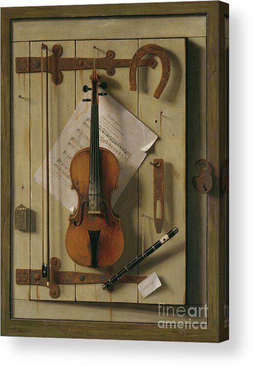 Oil Painting Acrylic Print featuring the drawing Still Lifeviolin And Music by Heritage Images