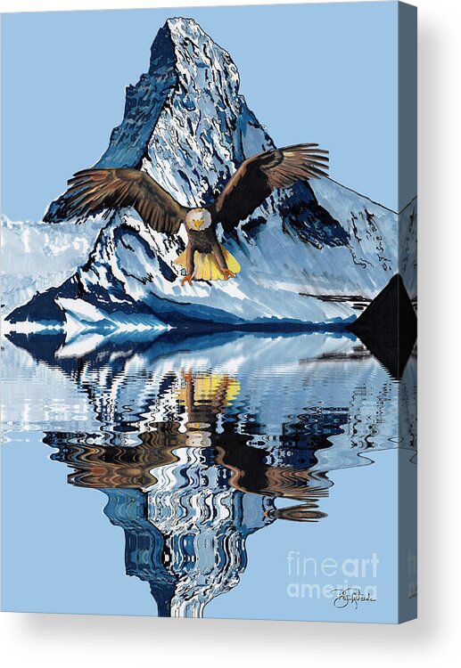Eagle Acrylic Print featuring the drawing Swooping Eagle by Bill Richards