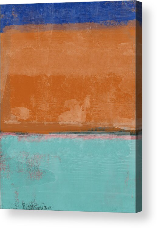 Abstract Acrylic Print featuring the painting Teal and Orange Abstract Study by Naxart Studio