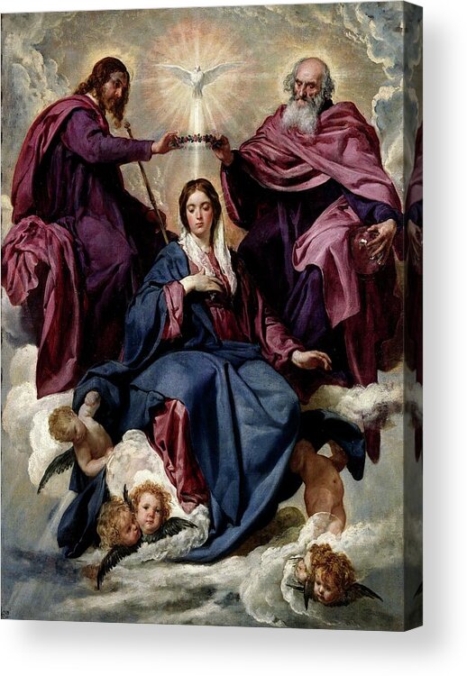 Diego Velazquez Acrylic Print featuring the painting 'The Coronation of the Virgin', ca. 1635, Spanish School, ... by Diego Velazquez -1599-1660-